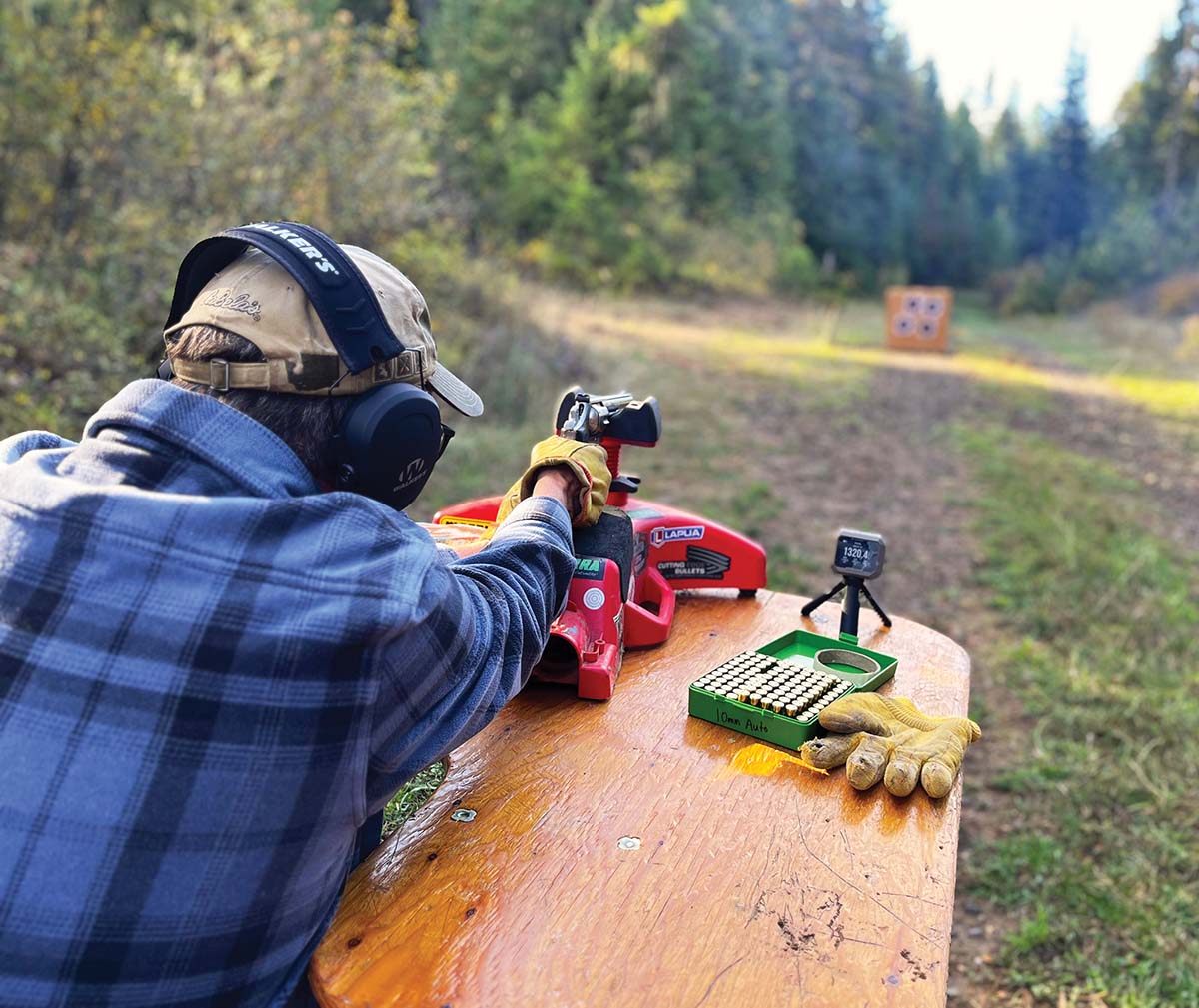 Dennis Thompson did all the shooting from a solid bench rest while Patrick compiled data.